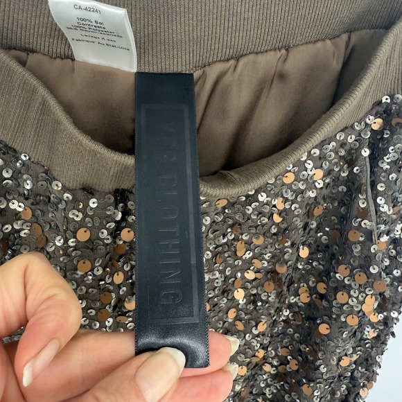 YFB Clothing Silk Olive Sequin Jogger Pants Women S New Years Holiday Luxury - Picture 6 of 11